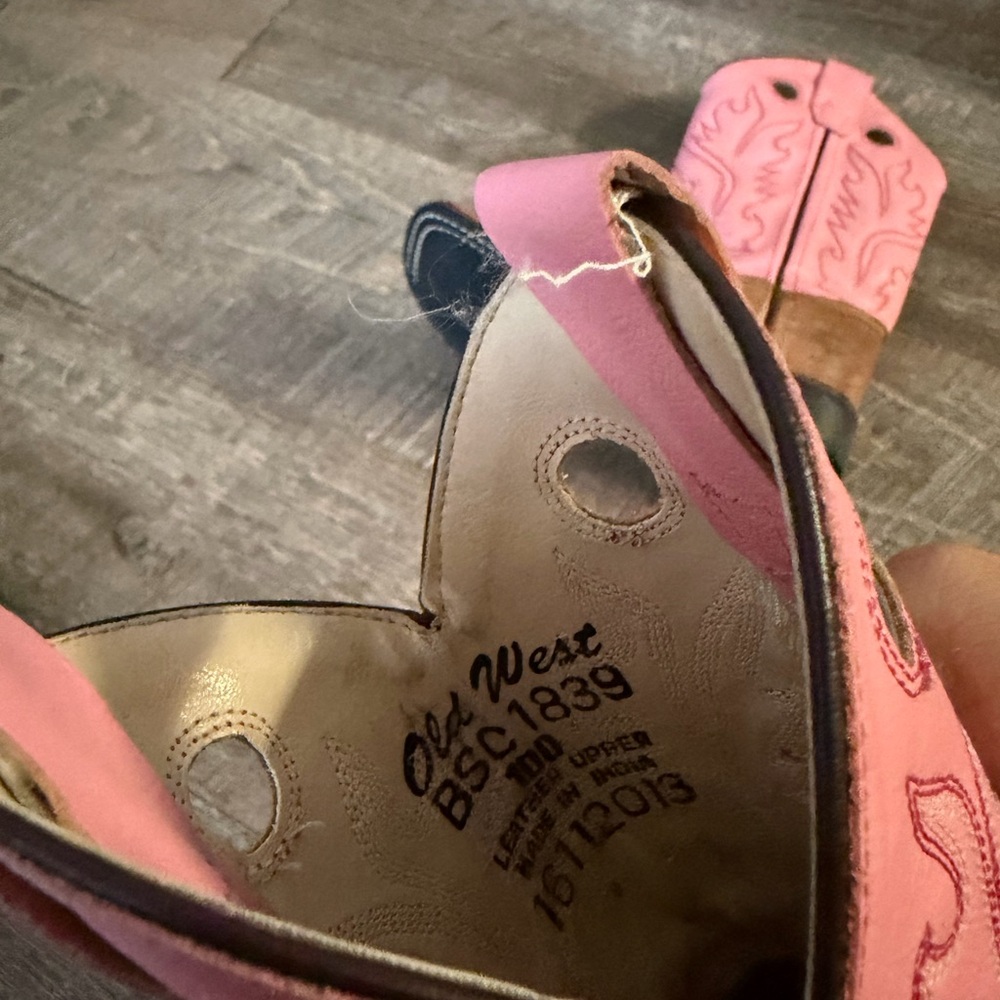 Old West Pink and Brown Western Cowgirl Boots size 10c - Picture 7 of 9
